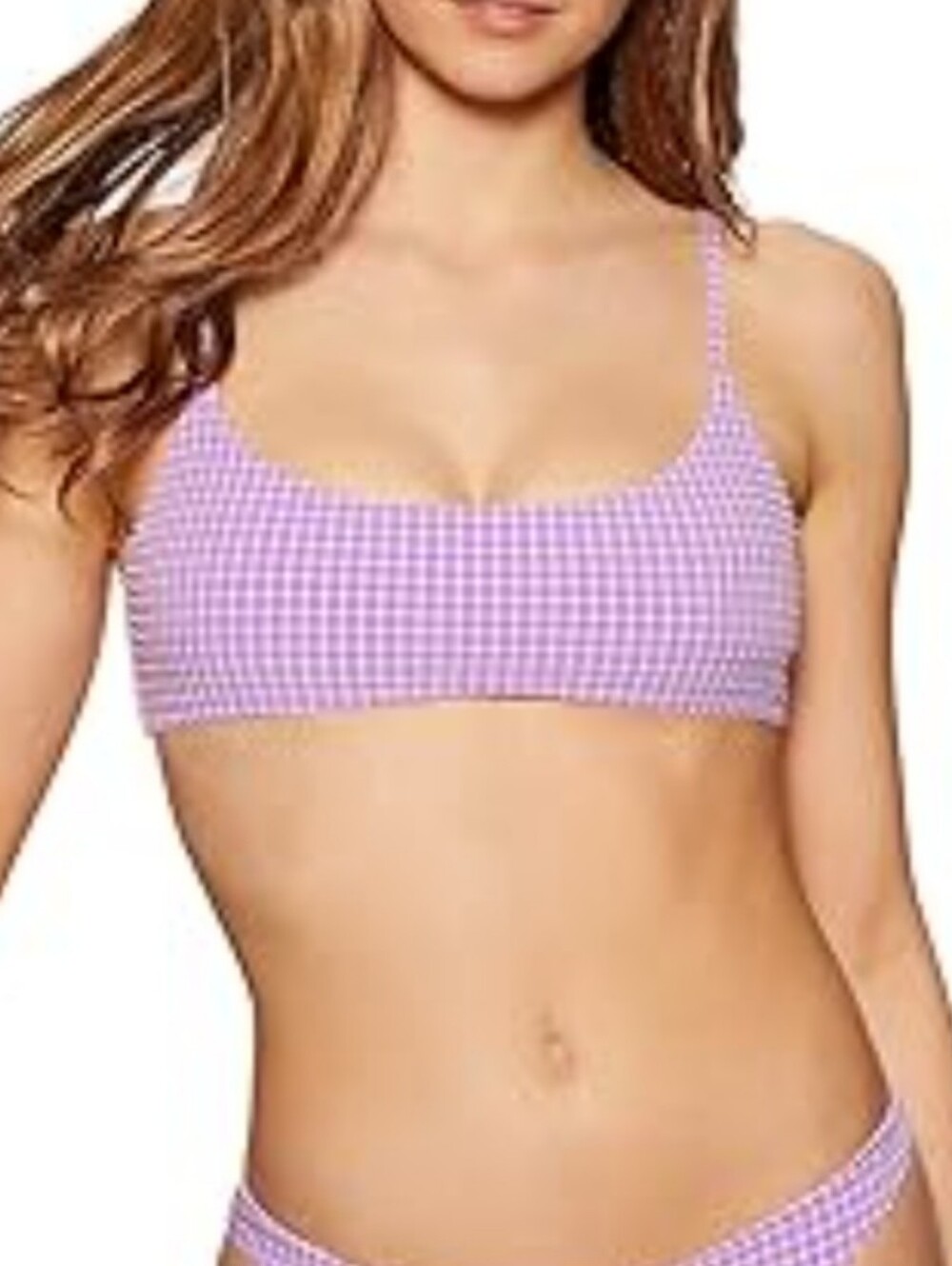 Billabong Women's Lavender Gingham Bralette Bikini Swimsuit Top Coquette Small